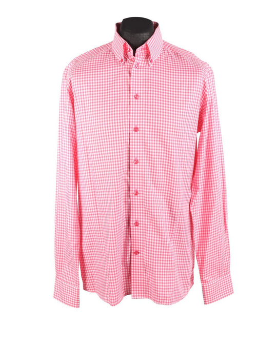 ETON Contemporary Shirt Pink Check Cotton Men's LS Size 43 /17