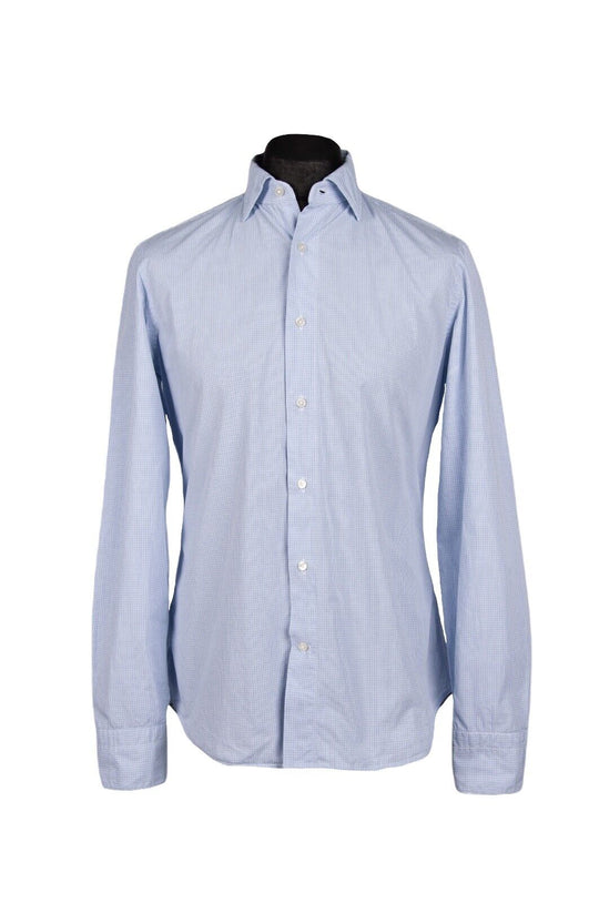 BOGLIOLI Dress Shirt Blue Navy Check Cotton Men's Size 40 / 15 1/4