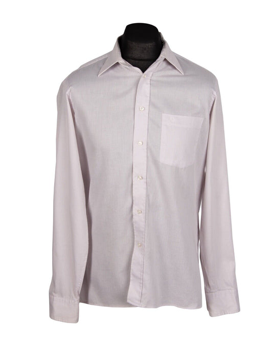 Vintage CHRISTIAN DIOR Shirt White Cotton Men's Striped Made In USA Size 42