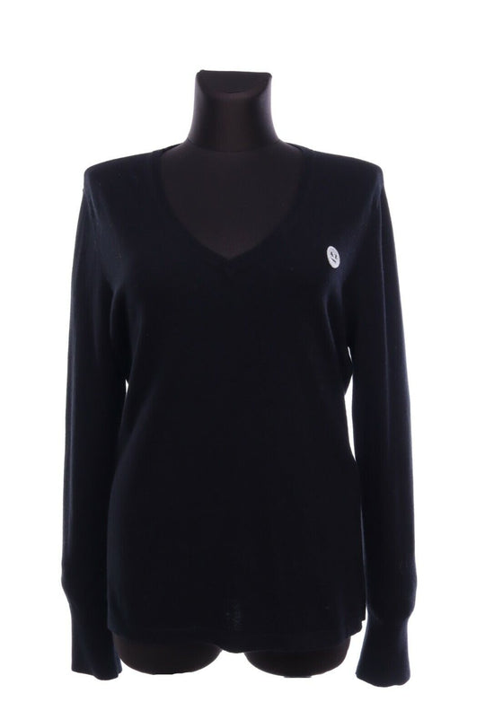 ARMANI EXCHANGE Black Cotton Cashmere V-Neck Sweater Jumper Size XL