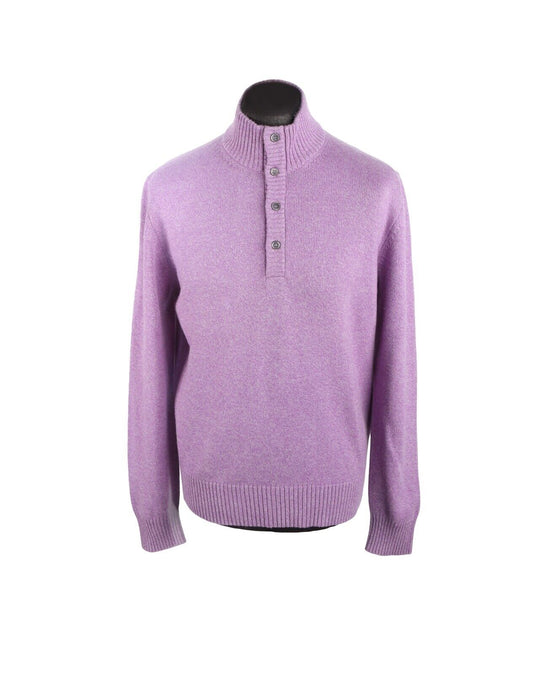 BOGGI Jumper Button Neck Purple Pure Cashmere Knit Men's Size L