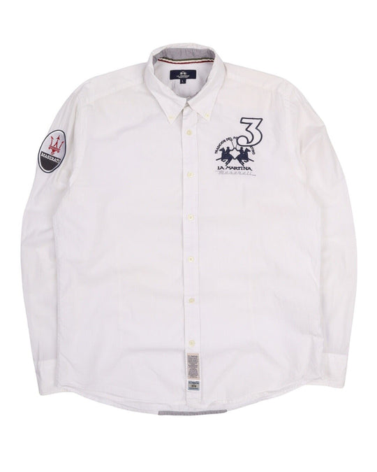 Men's LA MARTINA MASERATI White Cotton Shirt Size L
