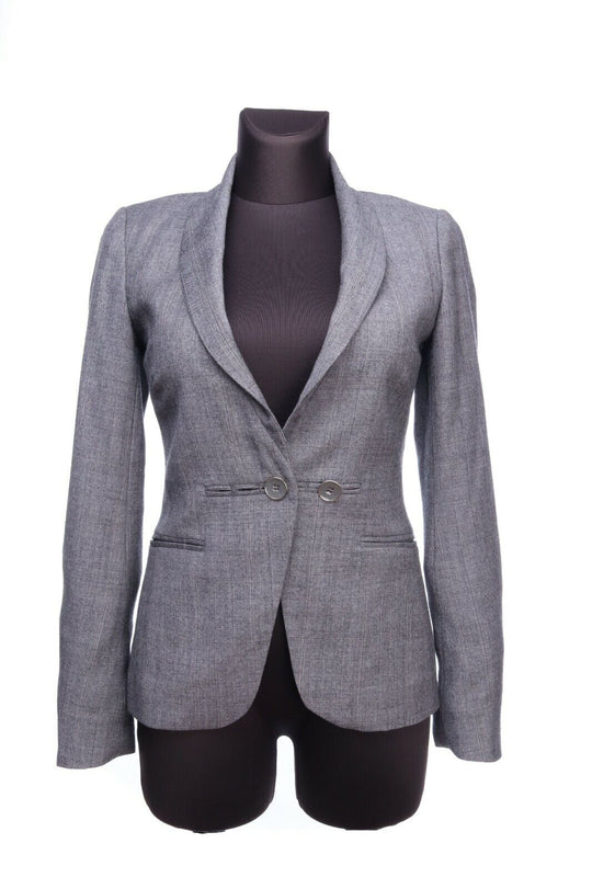 Women's TED BAKER LONDON Grey Check 100% Wool Blazer Jacket Size 0