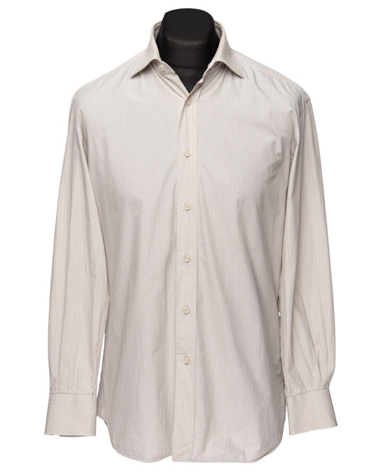 PRADA Dress Shirt White Ivory Stripes Men's Button Up Size 40 / 15 3/4