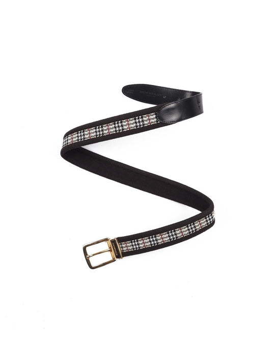 Vintage BURBERRY Nova Check Textile Leather Men's Belt