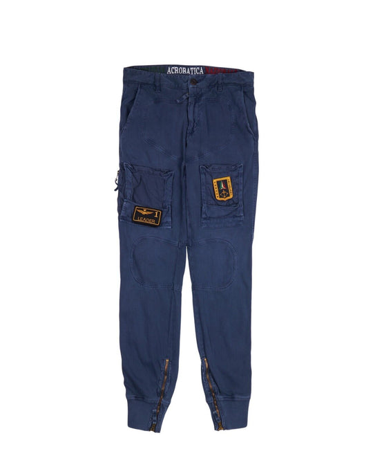 AERONAUTICA MILITARE Pants Blue Cotton Mens Multipocket Military Trousers Size M