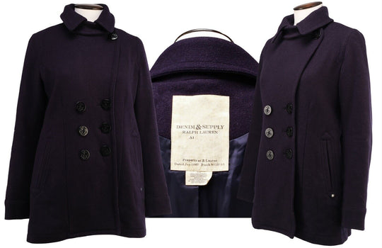 Women's DENIM & SUPPLY RALPH LAUREN Navy Wool Short Coat Size M