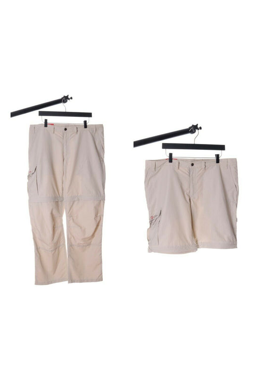 Men's FJALLRAVEL Beige Convertible Outdoor Karla Zip-Off MT Trousers Size 46