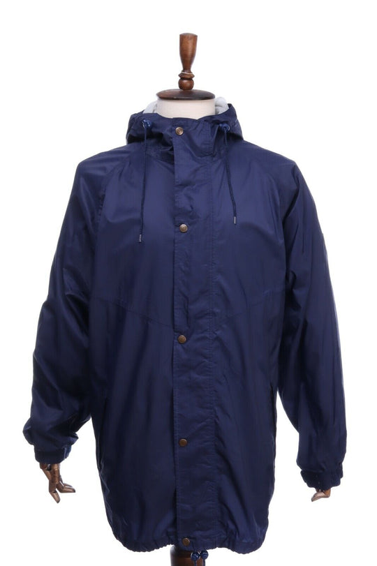 Vintage FJALLRAVEN Navy Adjustable Hooded Windbreaker Jacket Size XL