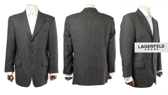 Men's Vintage Karl LAGERFELD Grey Silk Wool Jacket Blazer Size IT 52 UK 42