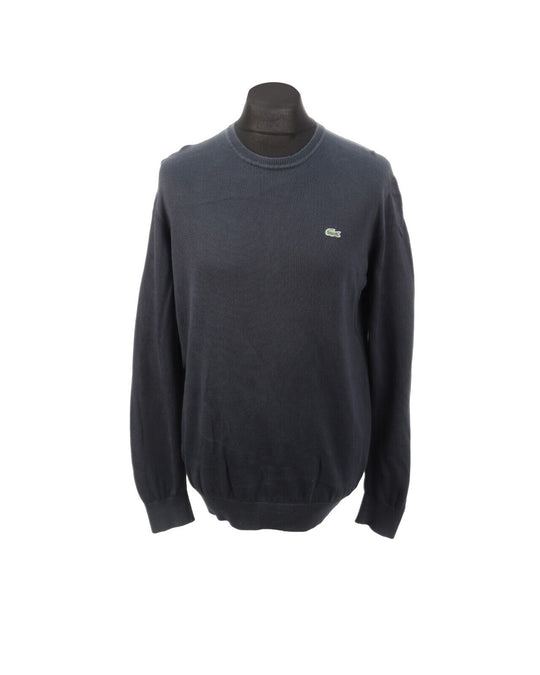 LACOSTE Jumper Gray Cotton Blend Knit Men's Crew Neck Size 5 / L