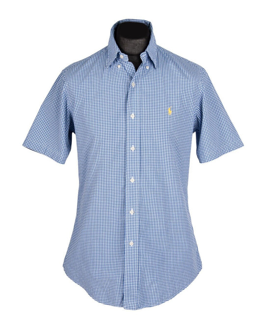 POLO RALPH LAUREN Shirt  Blue Gingham Check Cotton Men's Size M