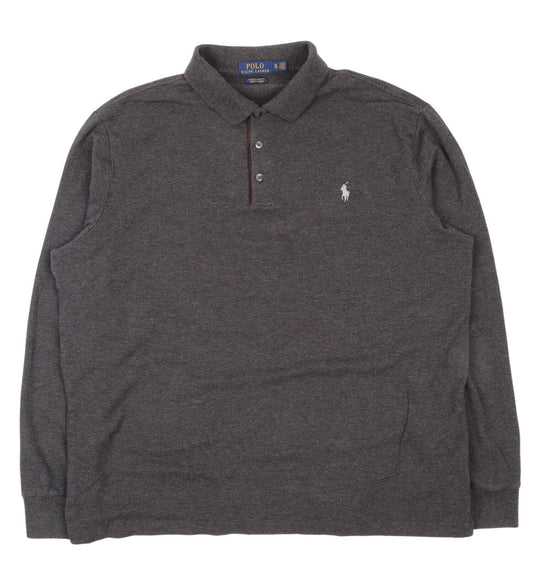 Men's Polo RALPH LAUREN Grey Long Sleeve Polo Neck Jumper Size XL