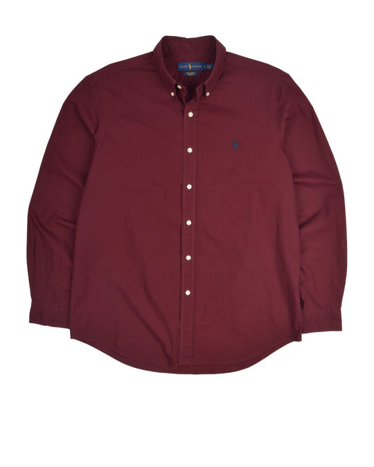 RALPH LAUREN Shirt Burgundy Cotton Men's Button Down Size L