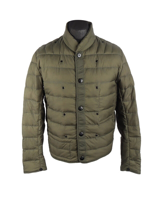 Men's STONE ISLAND Olive Green Dutch Rope Lining Down Puffer Jacket Size M