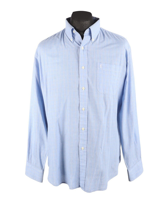 Vintage YVES SAINT LAURENT Shirt Blue  Men's  Cotton Blend Men's Size 42 / 16