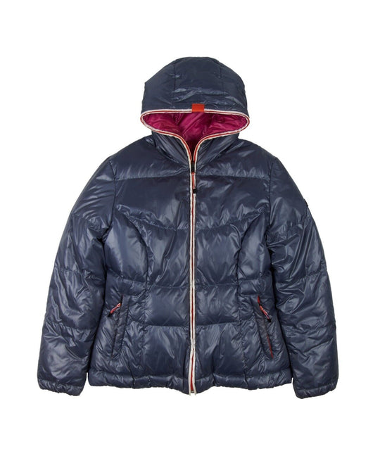 KJUS Reversible Jacket Gray Pink Nylon Women's Hooded Down Puffer Size 44 / XXL