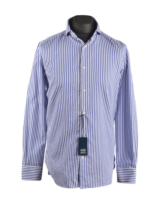 Men's BOGGI Milano Blue Striped Cotton Shirt Size 39 / 15