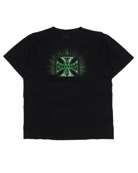 Men's WEST COAST CHOPPERS Black Big Logo Moto Biker T-Shirt Size ~ M