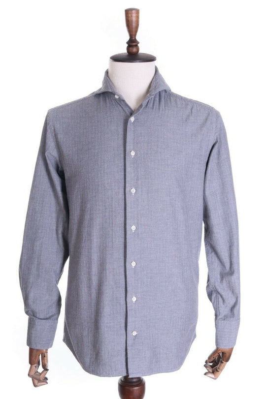 Men's SUITSUPPLY Grey Herringbone 100% Cotton LS Shirt Size 40 , 15 3/4