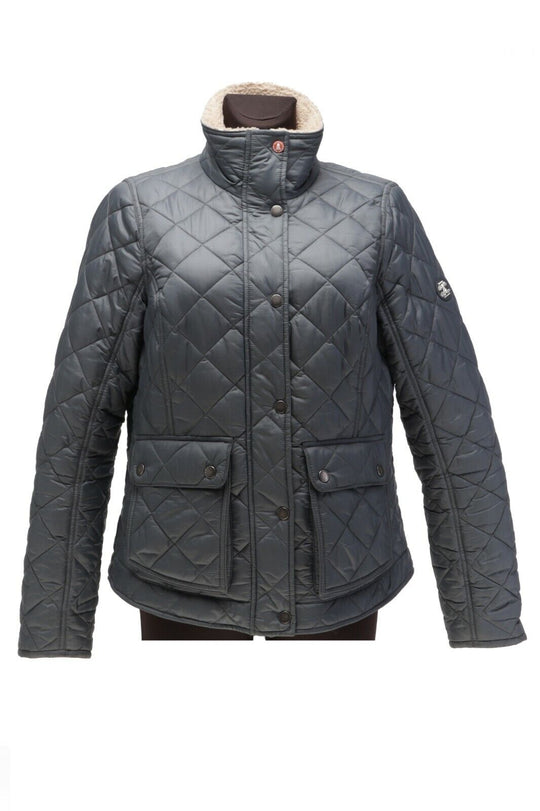 Women's BARBOUR Grey Cushat Quilt Jacket Size UK 12 USA 8