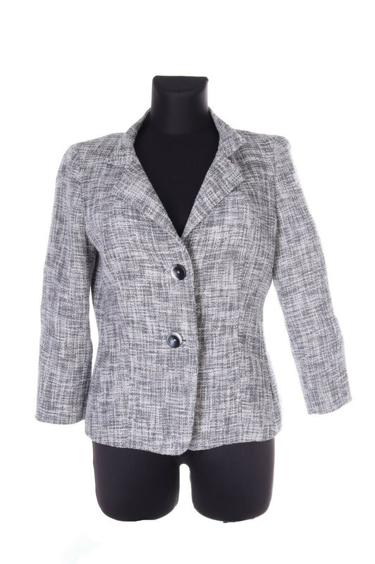 Vintage Women's MAX MARA Grey Cotton Blend 3/4 Sleeve Blazer Jacket Size it 44 uk 12
