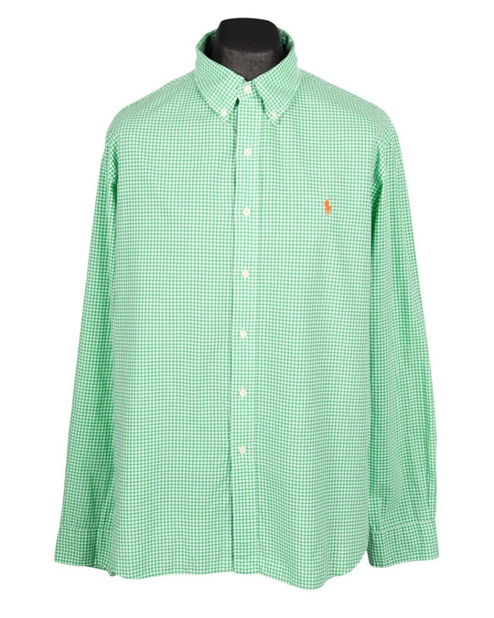 POLO RALPH LAUREN Shirt Green Gingham Check Slim Fit Size 2XL