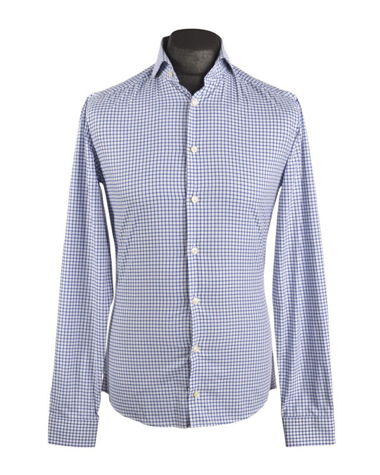 Men's ETON Blue Checkered Cotton Super Slim Shirt Size 38 / 15