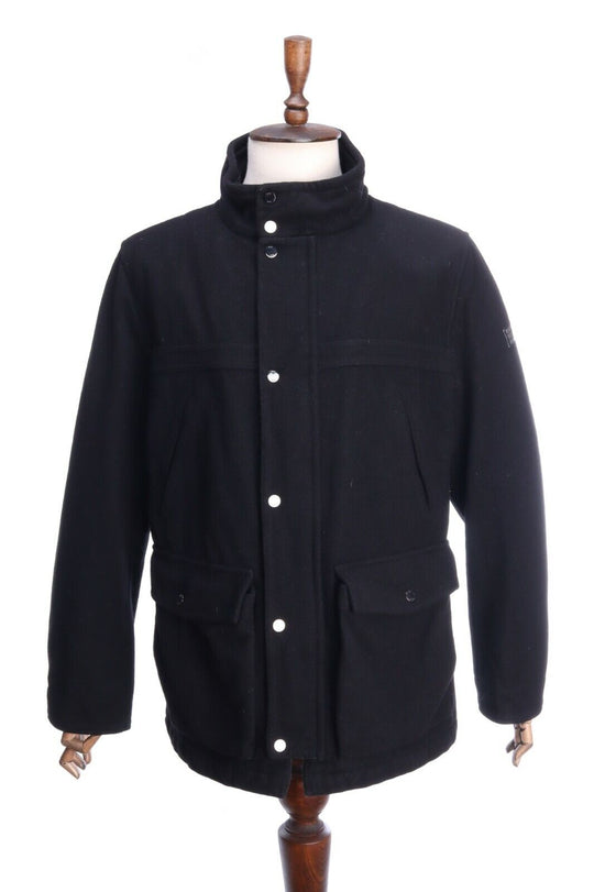 TOMMY HILFIGER Black 100% Wool Short Coat Size L