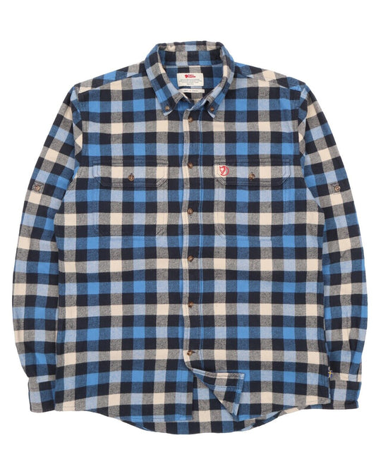 Men's FJALLRAVEN Check Cotton Flannel Outdoor Shirt Size L Slim Fit