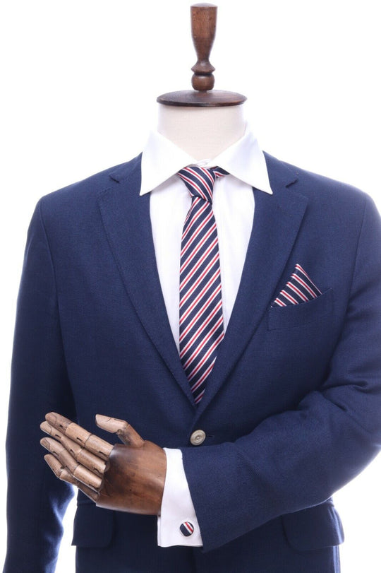 Men's Tie Set 100% Silk Handmade Necktie + Cufflinks + Handkerchief + Box Gift