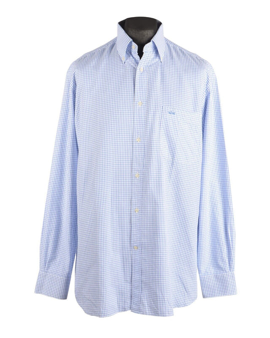 Men's PAUL & SHARK Blue Check Cotton Shirt Size 42 / XL