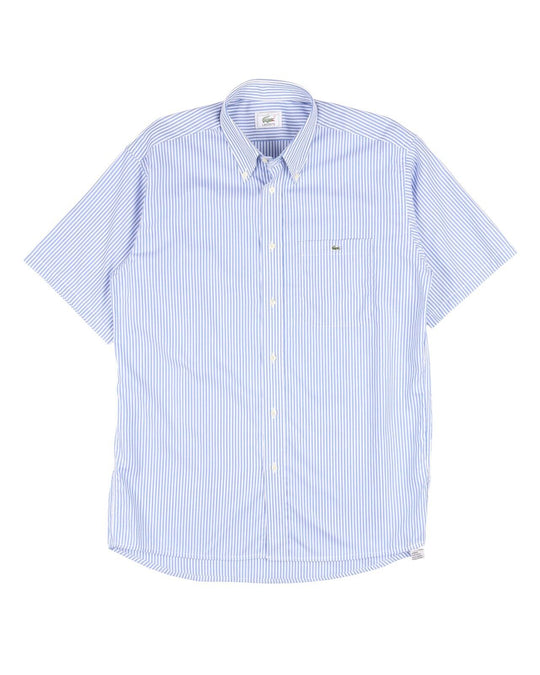 Vintage LACOSTE Shirt Blue Striped Cotton Men's Button Down Size 40