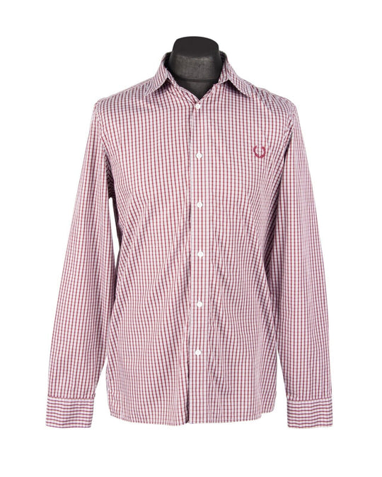 FRED PERRY Shirt Red Check Cotton Men's Size M