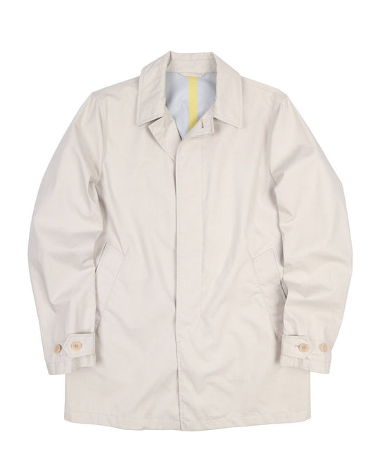 Men's ASPESI Alfetta Light Grey Ivory Lightweight Short Trench Car Coat Size L