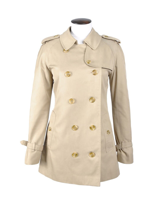 BURBERRYS Trench Coat Double Breasted Ivory Cotton Jacket Size 14