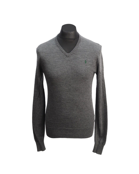 POLO RALPH LAUREN Jumper Gray Merino Wool V-Neck Men's  Size M