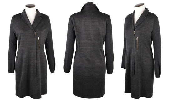 Women's HUGO BOSS Asymmetric Zip Lightweight Wool Long Coat Size 44 IT / 12 UK