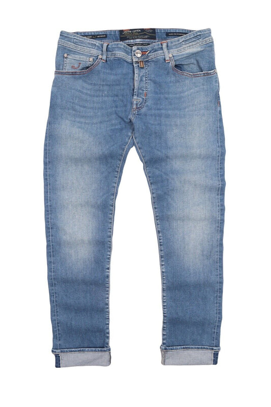 Men's JACOB COHEN Blue Cotton Faded Selvage Denim Jeans Pants Size 33