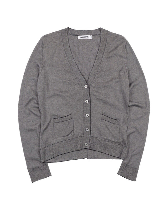 JIL SANDER Cardigan Cashmere Silk Black Striped Women's  Size 36