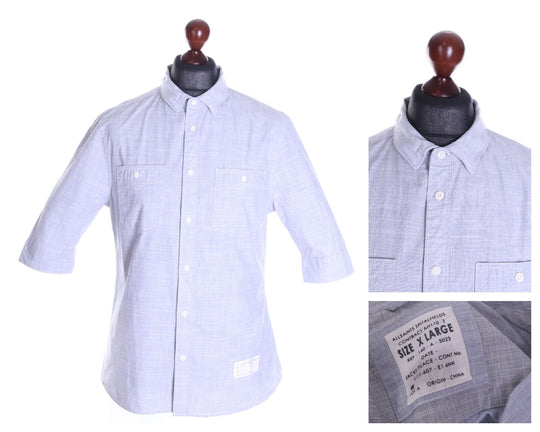 Men's ALLSAINTS Blue 100% Cotton Slim Fit Saybrook HS Shirt Size XL