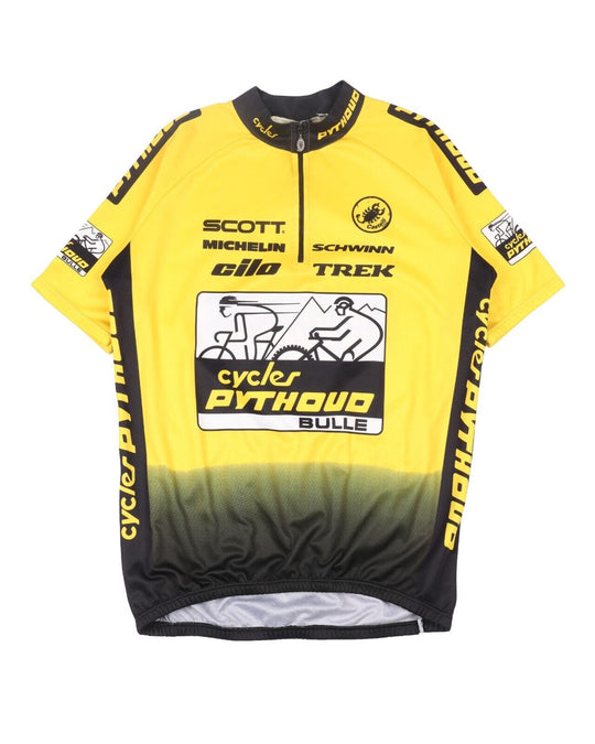 CASTELLI Cycling T-Shirt Yellow Black Men's Short Sleeve Jersey Zip Neck Size XL