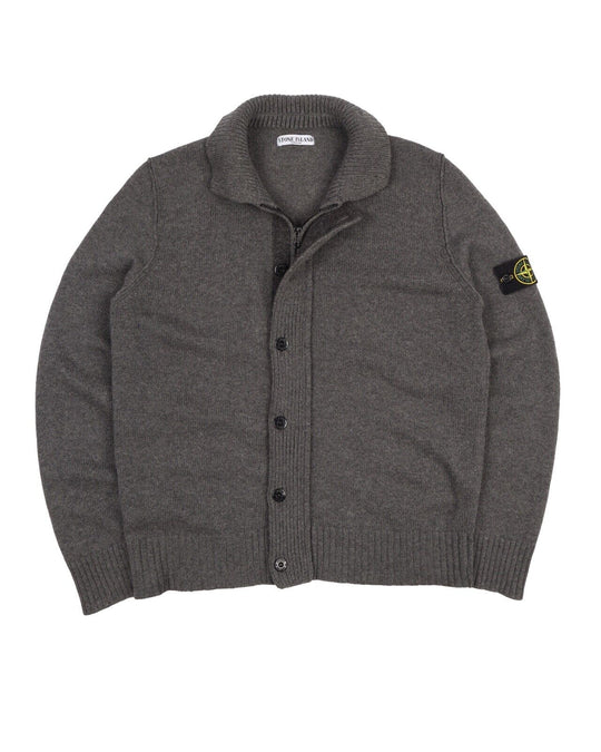 STONE ISLAND Gray Wool Button Full Zip Cardigan Sweater Men's Size XL