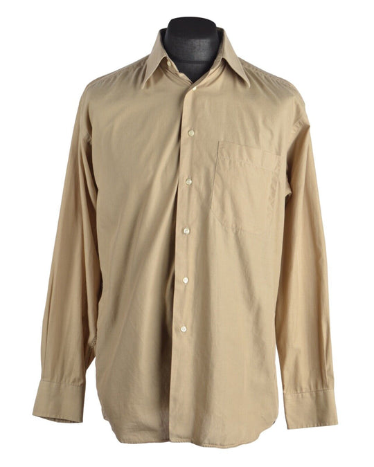 Men's Vintage CHRISTIAN DIOR Beige Cotton Shirt Size 39 / 15.5