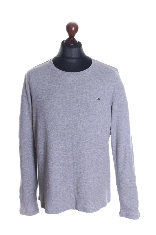 Men's TOMMY HILFIGER Grey Cotton Blend Crew Neck Jumper Sweatshirt Size s