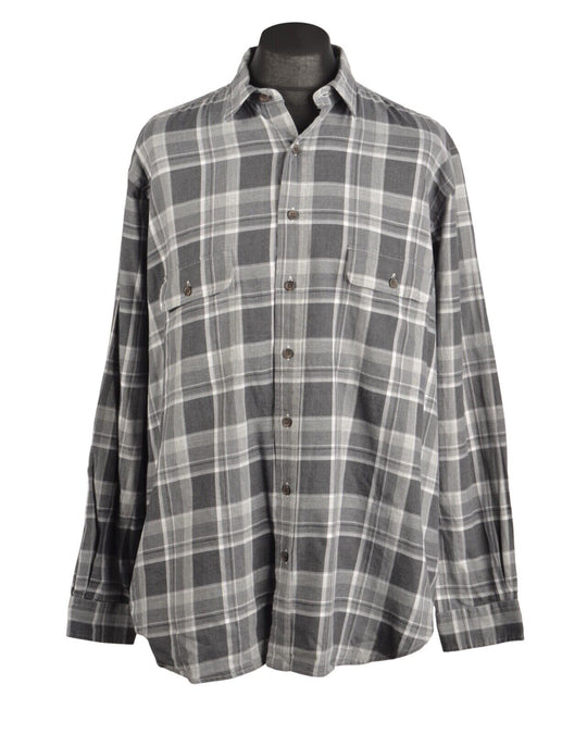 Men's POLO RALPH LAUREN Gray Check Twill Cotton Elbow Patches Shirt Size 1XB