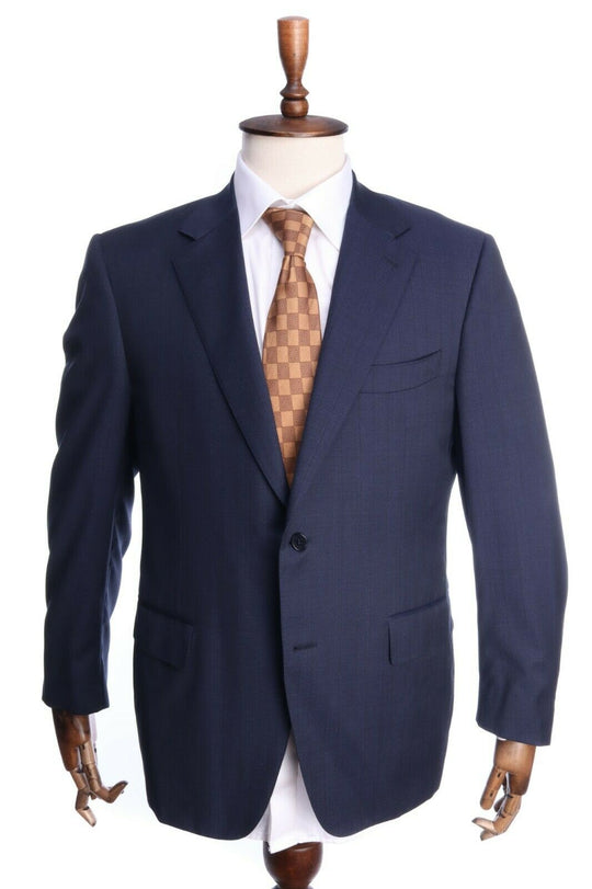 CANALI 1934 Navy Blue Check 100% Wool Sir Montreux Suit Jacket Blazer Size 54 C