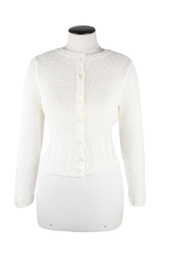 Women's ANNA MOLINARI White Knitwear Cardigan Jumper Size s