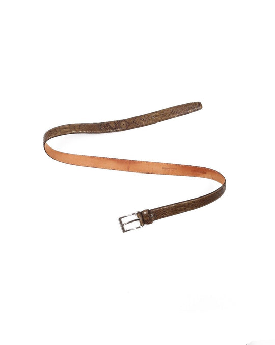 SILVANO BIAGINI Olive Python Leather Belt Hand Made 110 - 125