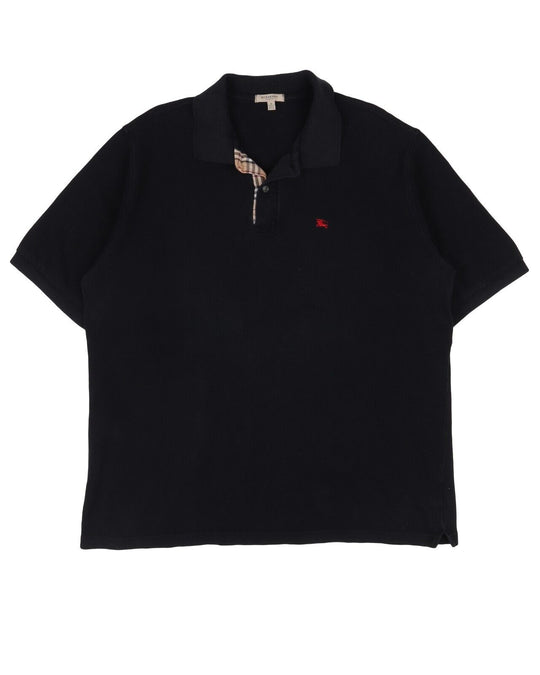 BURBEERRY London Polo Shirt Navy Pique Cotton Men's Size L